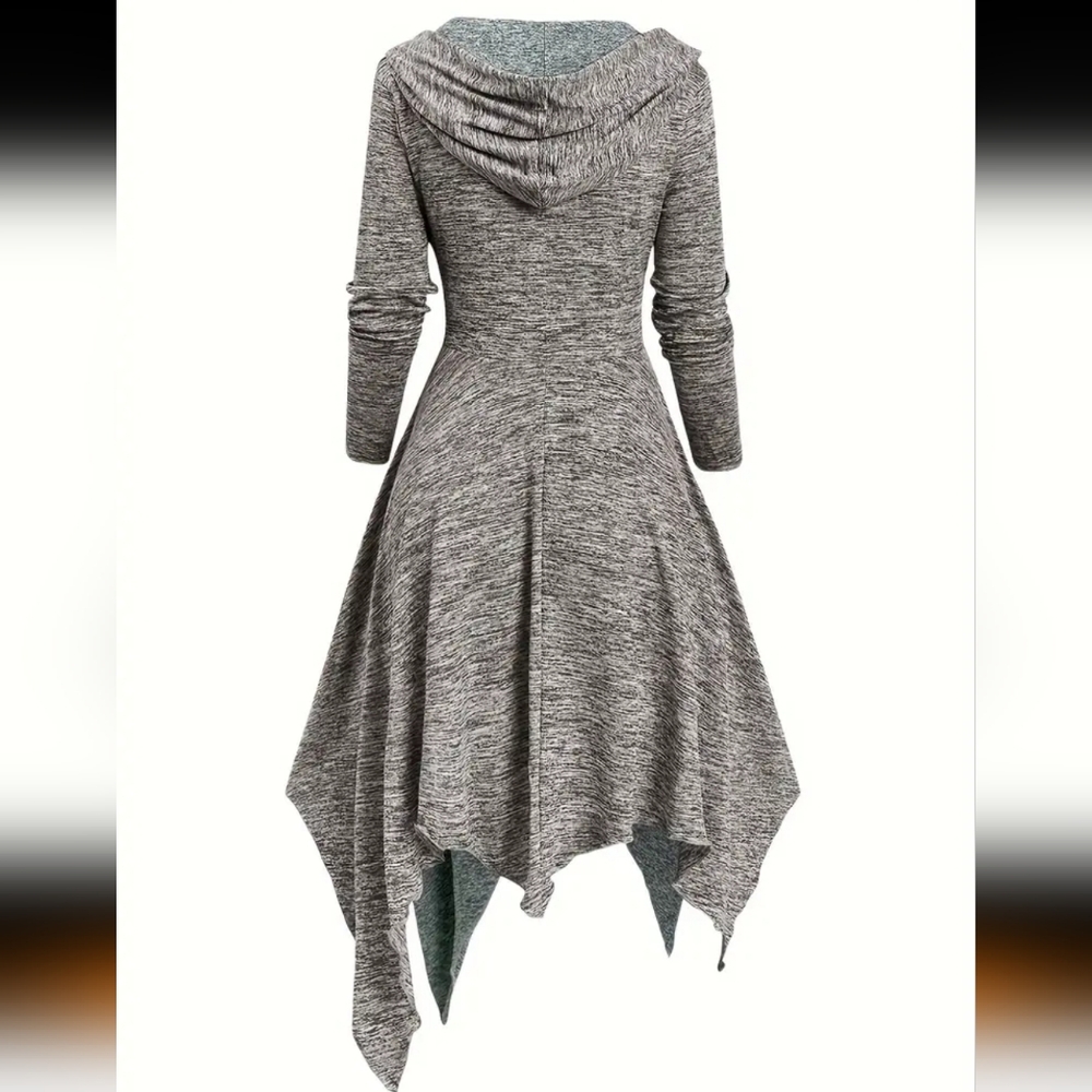 Women's Plus Size Hooded uneven hem dress/plus size blouse - Picture 2 of 5